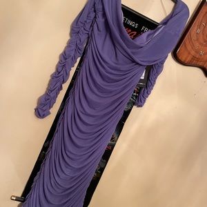 Purple Ruched off shoulder midi dress